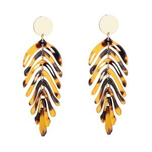 Eye Candy Tortoise‎ Shell Leaf Drop Earrings BNWT